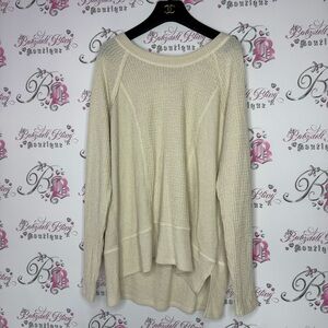 Blumind top waffle knit thermal cream soft stretchy comfy warm slits side